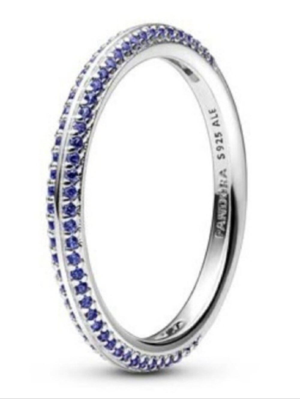 Pandora Sterling Silver Ring with Bright Blue Pavé